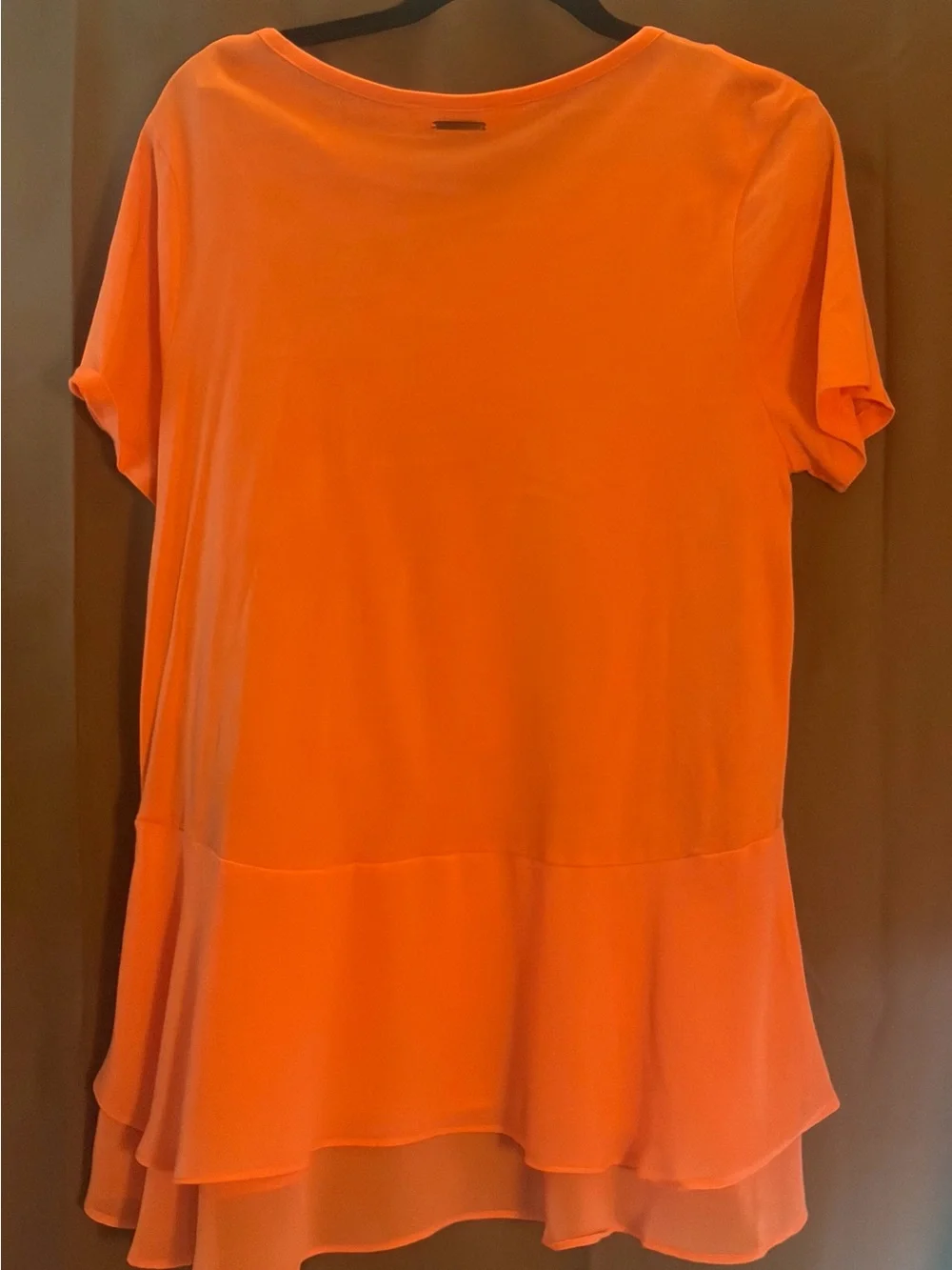 EUC Michael Kors Orange Layered-Hem Short Sleeve Tee